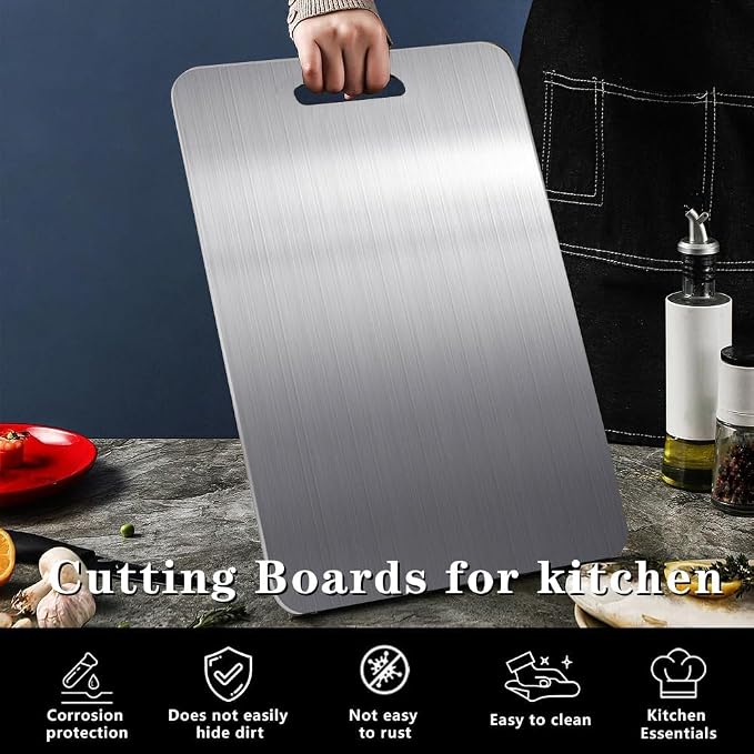 Titanium Cutting Board, 2 PCS Titanium Cutting Boards for Kitchen, Non Toxic, Double-Sided Food Grade Chopping Board for Outdoor Camping(15.6" x 11",15.6" x 11")