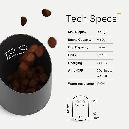 Subminimal SubScale Digital Dosing Cup with LED Display - Black | Sleek & precise scale, dosing cup accessories, measures coffee grounds for espresso