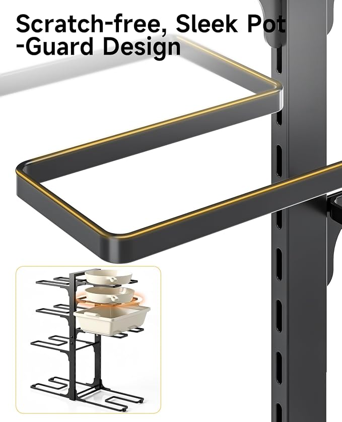 MUDEELA 8-Tier Pots and Pans Organizer under Cabinet, 20.8" H Heavy Duty | 120LBS capacity, 2 Installation Options, Heavy-duty pot rack holds cast-iron pans, skillets, griddles and shallow pot