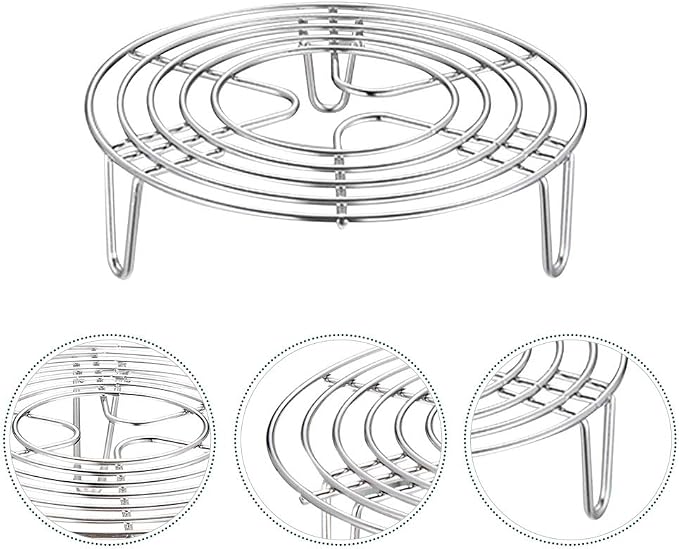 3-in-1 Stainless Steel Steamer Rack & Cooling Rack – Multi-Functional Pot Trivet for Cooking, Baking, Dishwasher Safe, Fits Most Pots & Pans (16cm, Silver)(Silver,Size:16x4cm)