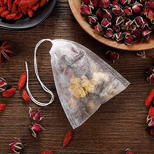 400pcs Disposable Tea Bags for Loose Leaf Tea, Tea Filter Bags with Drawstring, Corn Fiber Empty Tea Bags for Loose Leaf Tea