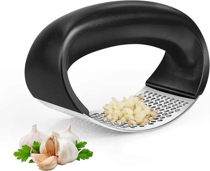 Cook Guy 304 Stainless Steel Garlic Press Rocker | Premium Stainless Steel Garlic Press Rocker –Garlic Mincer with a Comfortable Grip Garlic Grinder