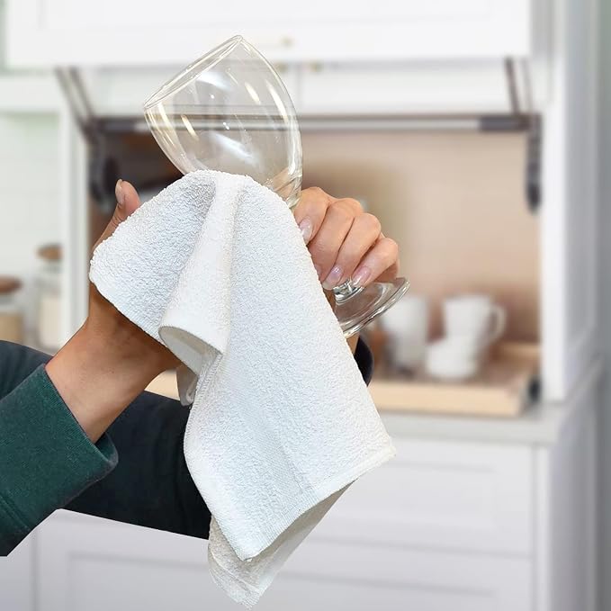 Avalon Towels Terry Bar Mop Towels (Value Pack of 144) Size 14"x17" – Absorbent and Durable, Multipurpose Cleaning Rags, Cotton Cleaning Cloths, Terry Cloth Rags, Reusable Shop Rag (White)