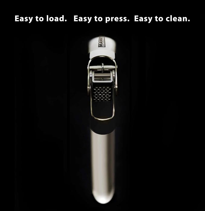 MANNKITCHEN Stainless Steel Garlic Press, Heavy Duty Professional Grade Double Lever-Assisted Garlic Mincer with High Capacity Reservoir - Easy to Clean and Rust Free Garlic Crusher