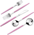 VANVRO Mirror Silver Rosy Silverware Set, 20-Piece Stainless Steel Flatware Set, Satin Finish tableware Cutlery Set, Service for 4, Home and Restaurant, Dishwasher Safe