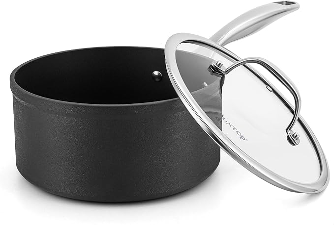 Duxtop Pro Hard Anodized Nonstick Sauce Pan with Lid 2 Quart | Induction Cooking Pot, Nonstick Coating Supports Easy Cleanup, Dishwasher & Oven Safe