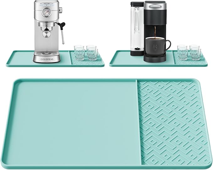 Silicone Coffee Mat with Raised Edges 19" x 12" – Waterproof Countertop Mat, Coffee Maker Pad, Espresso Machine Mat, Heat Resistant Dish Drying Mat
