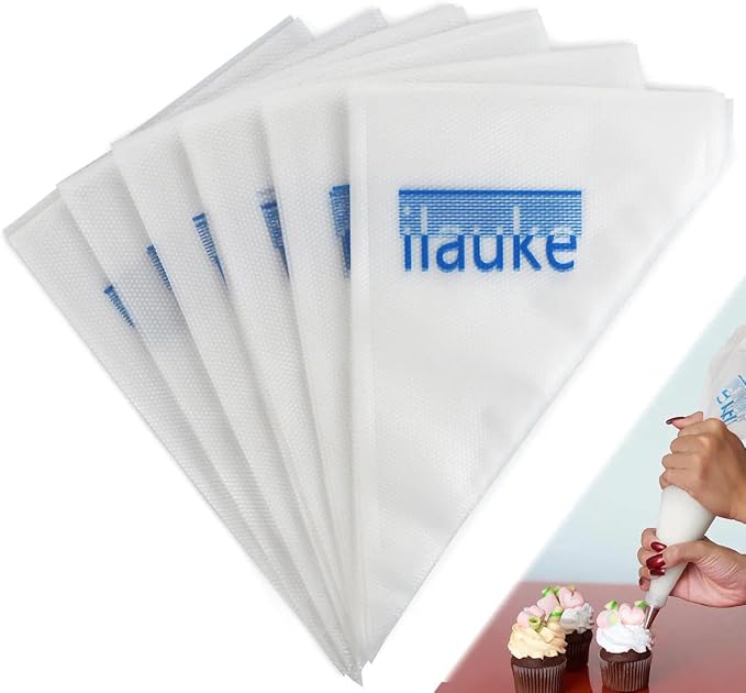 ilauke 13 Inch Disposable Piping Bags, 100 Pcs for Cake Baking Decorating | anti-burst thick material, non-slip, fits all tips, for home baking commercial kitchen DIY cupcake cookie dessert