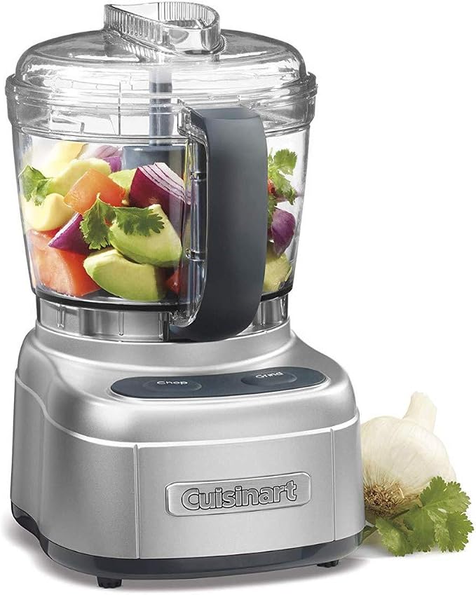 Cuisinart Small Food Processor, Auto-Reversing Smart Power Blade, 4-Cup | ECH-4SV, mini food processor with touch-pad control, auto-reversing blade & dishwasher-safe parts for small jobs