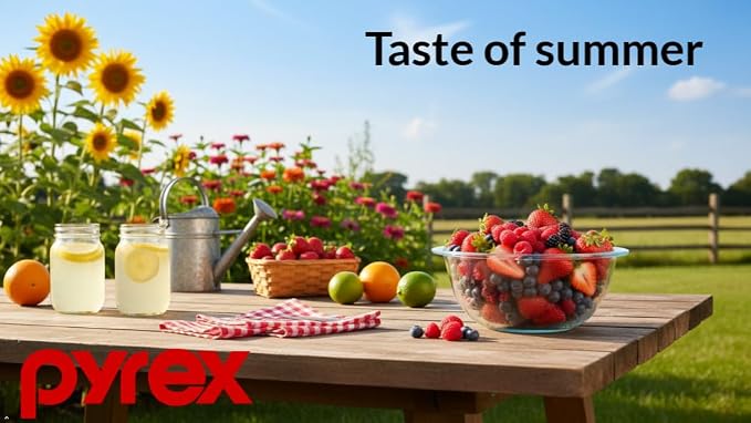 Pyrex 322 1-Quart Glass Mixing Bowl - Made in USA | Tempered Glass | Thick Glass Walls | Wide Rim | Refrigerator Safe | Freezer Safe | Dishwasher Safe | Reusable Construction