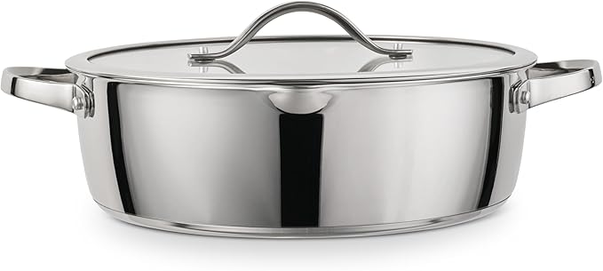 Tramontina Tempo Tri-Ply Base Stainless Steel 6-Qt Braiser Pan with Lid | Induction-Ready, Oven-Safe, Dishwasher-Safe
