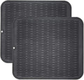 ZLR 2 Pcs Heavy-Duty Silicone Dish Drying Mat (16" x 18" / 401 x 455mm) - XL Family-Size Thick 5mm Drainboard for Pots, Pans & Heavy Cookware - Oversized Trivet & Counter Protector, Non-Slip (Black)