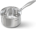 SUNHOUSE 3 QT Sauce Pan with Lid, Full Clad 3-Ply Stainless Steel Saucepan | Small Cooking Pot & Milk Pan - Induction Compatible - PFOA Free, Oven & Dishwasher Safe, Stay-Cool Handle