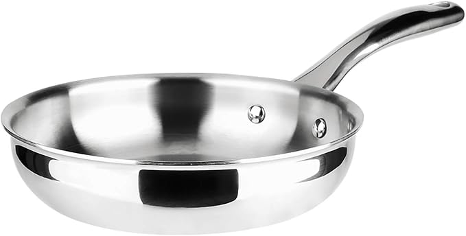 Duxtop Whole-Clad Tri-Ply Stainless Steel Stir-Fry Pan Kitchen Induction Cookware 8 Inches | Whole Clad Stainless Steel Wok Pan for Stir Fry, Sautéing and Quick Meals