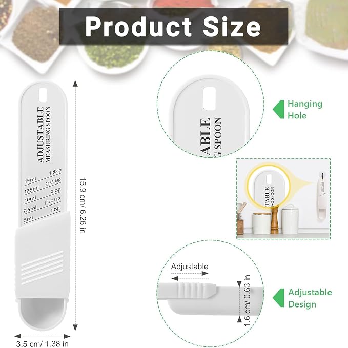 Adjustable Measuring Spoon for Dry and Liquid（White）