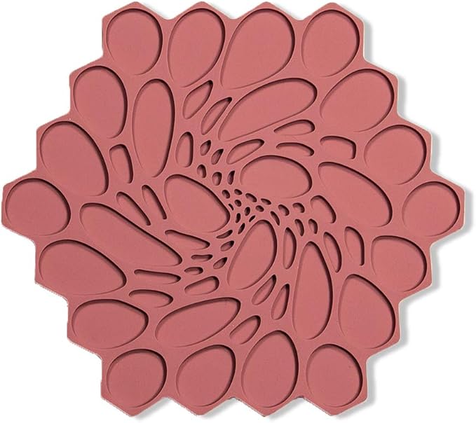 7 x 7 Hive Interlocking Silicone Trivet, BPA, PVC-Free, Heat Resistant Up to 675°F, Non Slip, Protects Table from Heat, Rouge Color, Pack of 1