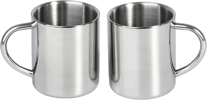 IMEEA Small Coffee Mug 10oz Double Wall Stainless Steel Cups, Set of 2