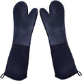 DoMii Extra Long Silicone Oven Mitts Heavy Duty Commercial Grade Oven Mitts Heat Resistant BBQ Gloves with Quilted Cotton Lining 2 Pack