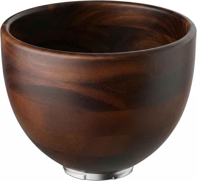 GVODE Wooden Bowl for KitchenAid 4.5-5 QT Tilt-Head Stand Mixer,Mixing Bowl | Solid Acacia, Fits Mixer Models (K45SS KSM150PS KSM175), Natural Handcrafted Wooden Bowl with Stainless Steel Locking