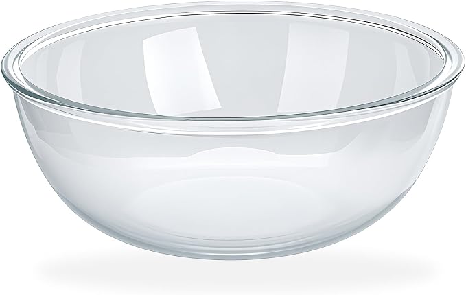 6.3 Qt Large Glass Mixing Bowl,12.3" Clear Glass Salad Cooking Bowls For making sourdough Prepping, Mixing, Marinating & Brining Kimchi