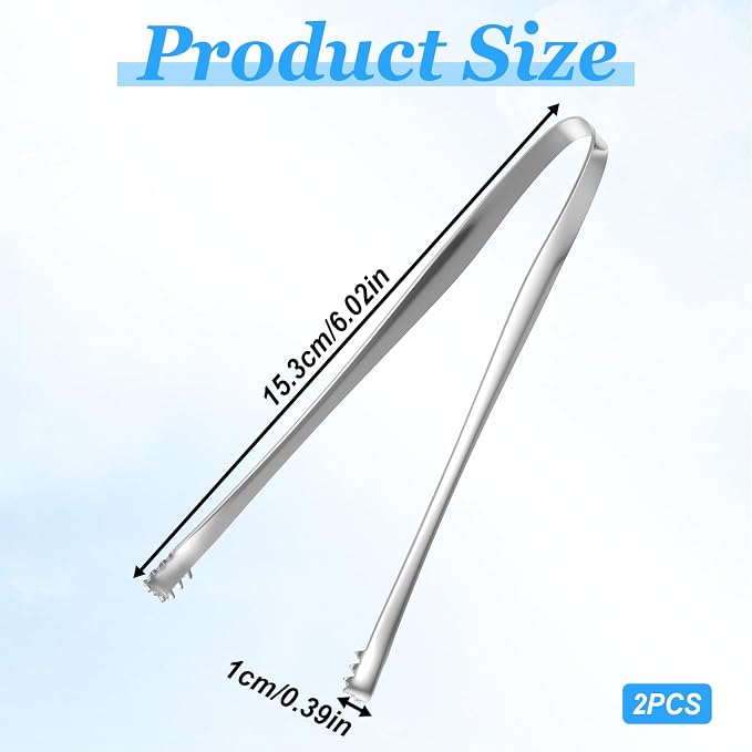2PCS Egg Chalaza Removal Tool,Stainless Steel Small Ice Tongs | Toothed Design Eggshell Fragment Membrane Remover Tong,Multipurpose Kitchen Tool for Cooking Food Cake Bakers Pastry Chefs