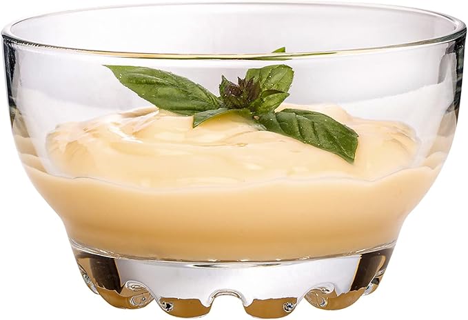 Volarium Glass Bowls Set of 6 for Kitchen Prep, Dessert, Snack, Fruit, or Nuts - 9.5 Ounce Capacity Dip Bowls, Premium Quality Clear Borosilicate Glass