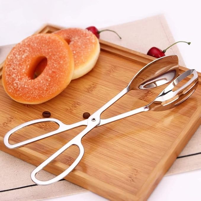 KEBE 2-PACK Serving Tongs for Cooking Buffet Party Catering, Thickening Food Serving Cake Bread Kitchen Salad Tongs, Stainless Steel