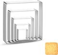 Square Cookie Cutter Sandwich Cutters for Lunchbox Fruit Cutters Vegetable Cutters for Baking DIY X‘mas Birthday Party Decor, Pack of 5