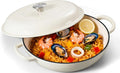 Leonyo 3.6QT Cast Iron Braiser Dutch Oven with Lid, Cream White | Nonstick Enameled Cast Iron Casserole Skillet, Cast Iron Cookware Shallow Dutch Oven with Lid for All Cooktop, Oven Safe