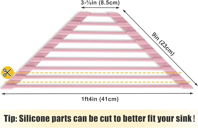 Tomorotec Triangle Roll Up Dish Drying Rack with Silicone Coating, Pink | 304 Stainless Steel with BPA-Free Silicone, Triangle Design Maximizes Sink Corner Space, Fits Compact Kitchens And RVs