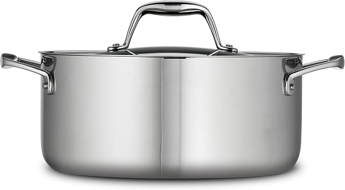 Tramontina Signature Tri-Ply Clad Stainless Steel 5-Quart Dutch Oven Pot | Induction-Ready, Dishwasher-Safe, NSF-Certified, Made in Brazil