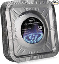 MOACOCK 50 Pack Aluminum Foil Square Stove Burner Covers Disposable Heavy Thick Quality Bib Liners Drip Pans Gas Range Top Protectors 8.5”