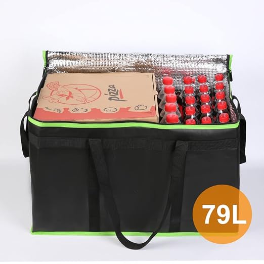 Bodaon 5-Pack Cooler Insulated Food Delivery Bag, Rideshare Delivery Bag, XXX-Large Thermal Bags for Catering/Hot Pizza, Travel/Camping/Picnic/Grocery Reusable Warmer Frozen, Black-Green Edge
