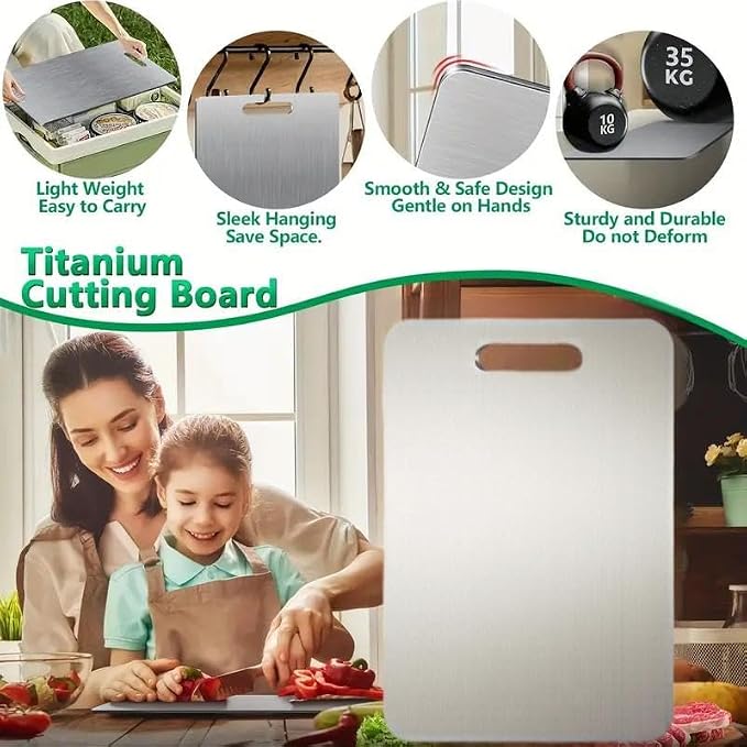 Katori Titanium Cutting Board, 100% Pure Titanium Cutting Boards for Kitchen, Double Sided Non Toxic Cutting Board,Hygiene Durable Chopping Board Suitable for Dishwasher Safe （M)