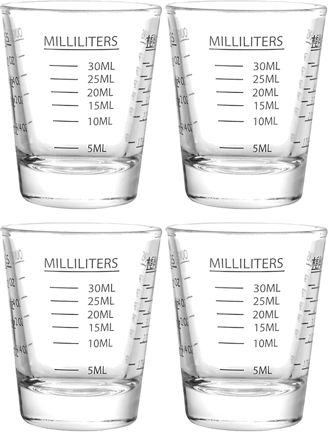 Shot Glass Measuring Cup | Non Fading Set of 4 | Bar Bartender Accessories, Jigger for Bartending