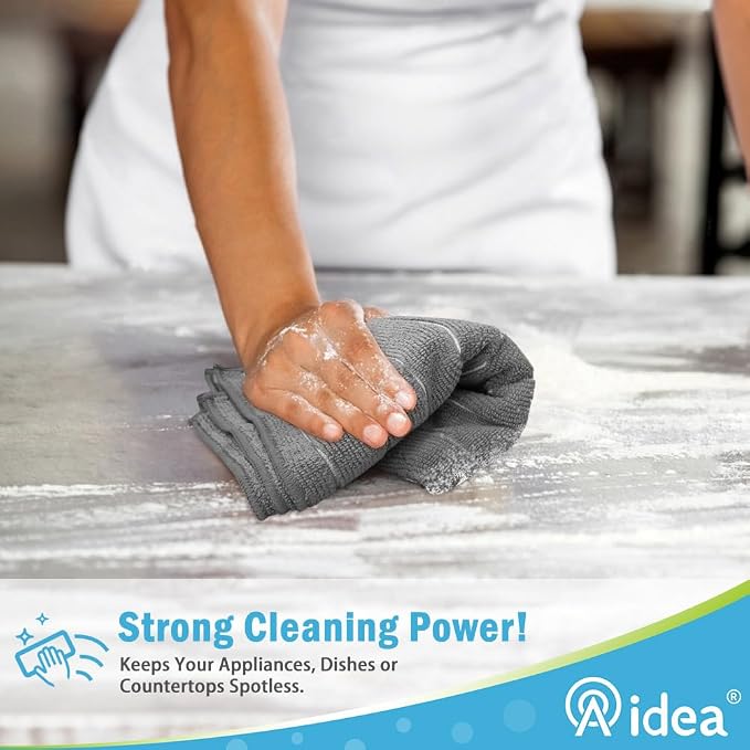 AIDEA Microfiber Kitchen Towels-8Pack, Microfiber Dish Towels, Soft Absorbent Dish Towels, Multi-Purpose Kitchen Dish Cloth for Home, Travel-Grey 15”x25”