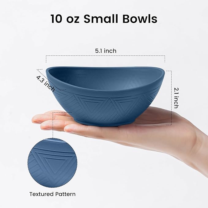 Wheat Straw Small Bowls Set of 4 - Unbreakable Snack Bowl, Dessert Bowl, 10 OZ Plastic Bowls Reusable, Microwave and Dishwasher Safe for Kitchen (Multicolor)