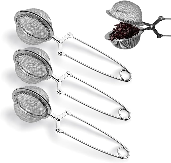 nap Ball Tea Strainer, Ridworg 3 Pack Premium Stainless Steel Tea Infuser with Handle for Loose Leaf Tea Fine Mesh Tea Balls Filter Infusers