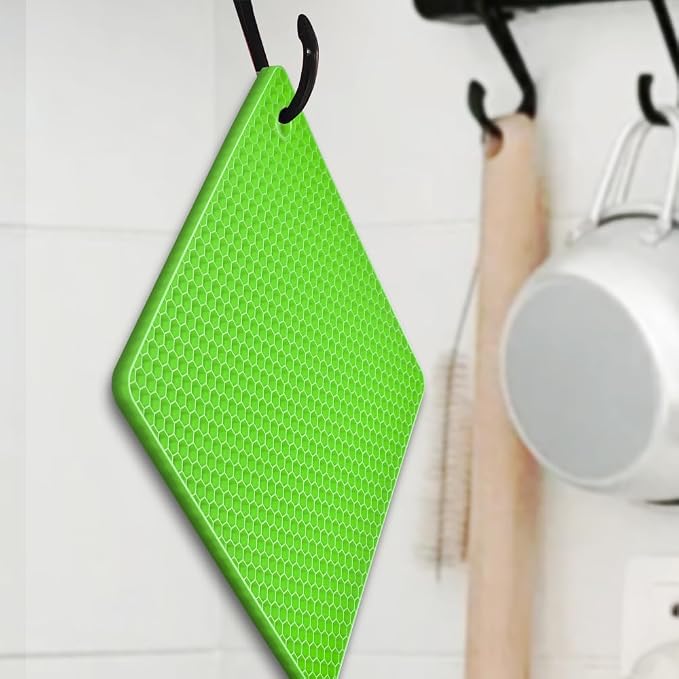 homEdge Silicone Square Trivets Mat, 6 Packs Multipurpose Non Slip Heat Resistant Pot Holder-Assorted Color