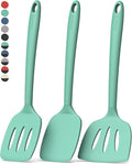Coukre 3 Pack Silicone Spatula Set, Heat Resistant to 500°F, BPA-Free | Fish Spatula, Solid & Slotted Turners, Dishwasher Safe, Spatula Set for Eggs, Pancakes, Fish & Burgers, PureAquaGreen