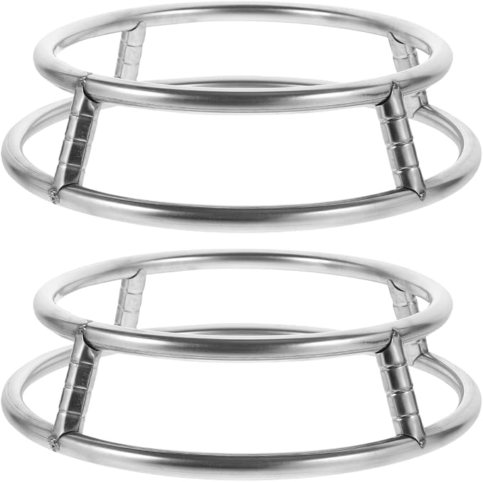 2Pack Round Stainless Steel Pot Holders Heat Resistant Wok Stand and Steam Rack for Gas Stove Kitchen Organizer Space-Saving Cookware Holder