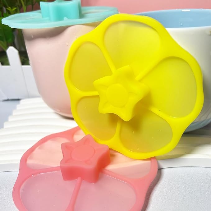 Extra-large Silicone Cup Lid (Set of 3), Multicolored Silicone Lids for Mugs, Cups, Flexible Mug Covers, Tea Pots, Hot Cup Lids for Coffee & Tea (Style G)