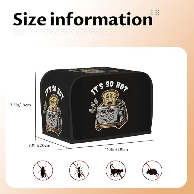 Toaster Cover 2 Slice with Cartoon Toast Pattern Dustproof Bread Maker Cover Fingerprint Bakeware Protection Wide Slot Toaster Bag Reusable Kitchen Small Appliance Cover