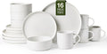 Famiware Nebula 16-Piece Stoneware Dinnerware Set with Mugs, White | Plates and Bowls, Service for 4 - Chip & Scratch Resistant, Microwave & Dishwasher Safe, Essential for Daily Use