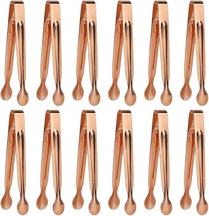 Small Serving Tongs, Mini Stainless Steel Sugar Tongs for Ice, Candy, Appetizers, Charcuterie, Kitchen Serving Utensils, Rose Gold