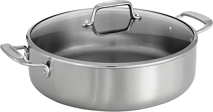 Tramontina Boston Tri-Ply Clad Stainless Steel 6-Quart Braiser Pan with Lid | Induction-Ready, Dishwasher-Safe, NSF-Certified