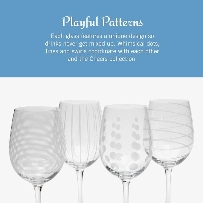 Mikasa Cheers White Wine Glasses Set of 4, 16-Ounce Elegant Glassware, Durable and Dishwasher Safe, Perfect for Everyday or Entertaining