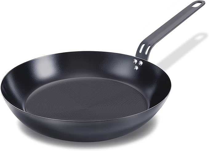 10" Carbon Steel Frying Pan, Pre-Seasoned Nonstick & Chemical-Free | Detachable Silicone Handle Cover, Oven & Dishwasher Safe, Induction Compatible, Chemical-Free Cooking Surface