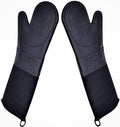 DoMii Professional Silicone Oven Mitts Baking Gloves Elbow Length Heat Resistant Quilted Gloves 2-Pack 19.5" Y