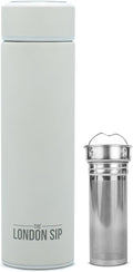 The London Sip 16.9 oz Multi-Purpose Tea Infuser Mug – Fruit Infuser Water Bottle for Hot and Cold – Double Wall Stainless Steel Insulated, Pearl White